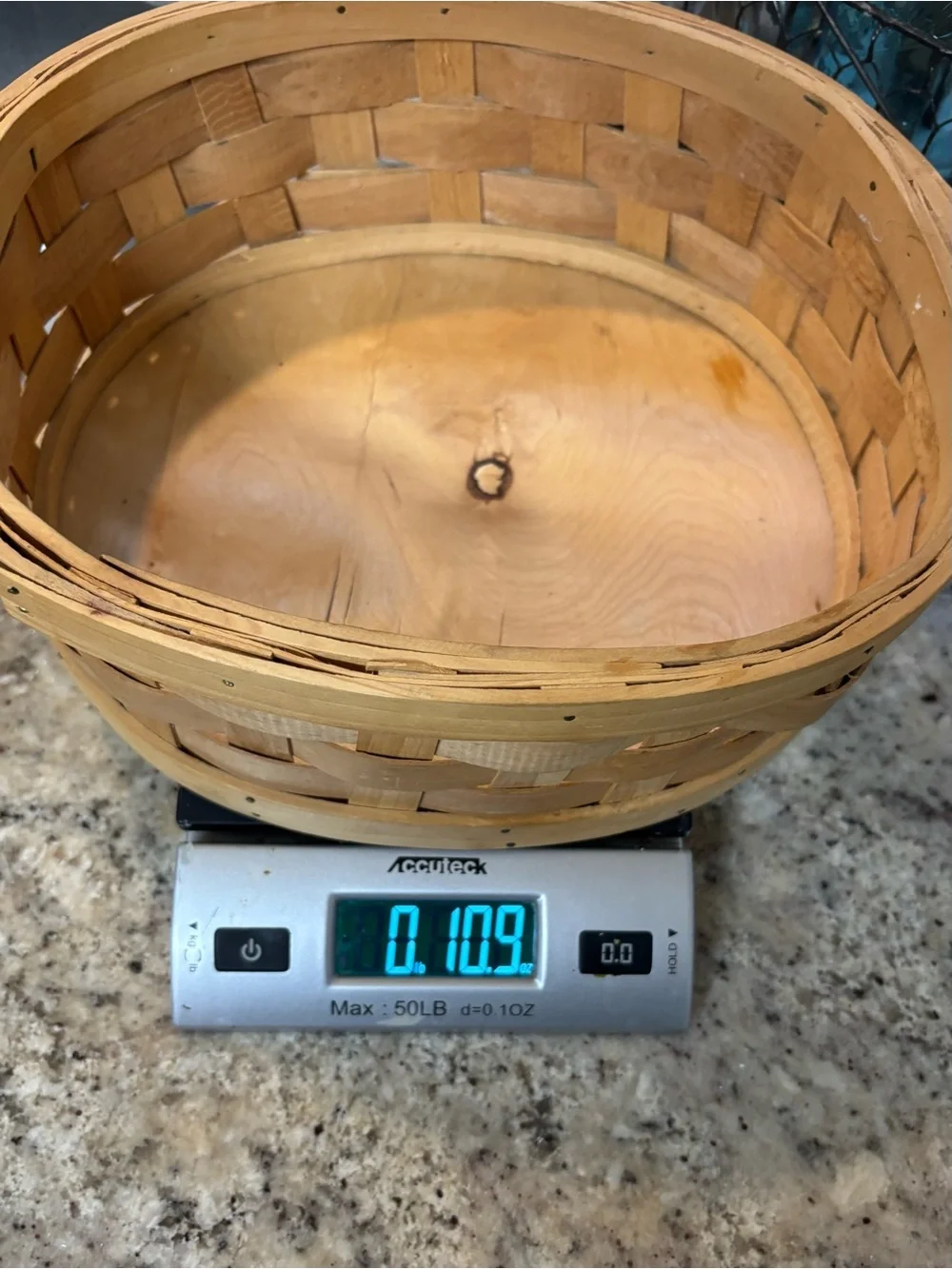 Vintage Round Woven Wood Basket Primitive Farmhouse Decor 10.5”